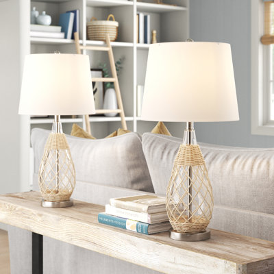 Narva 25.5'' Brown/Clear Bedside Table Lamp Set