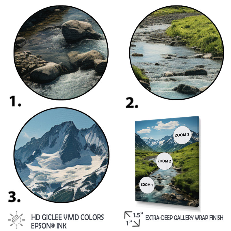 Benisch Alaska Landscape II, reproduction d'art sur toile, H 44 po x l 34 po x P 1,5 po, Cadre photo noir