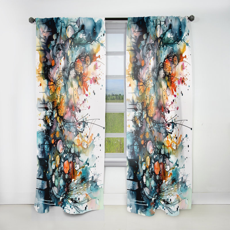 Dao - Modern Room Darkening Abstract Curtain - 1 Panel, L 52 po x L 95 po