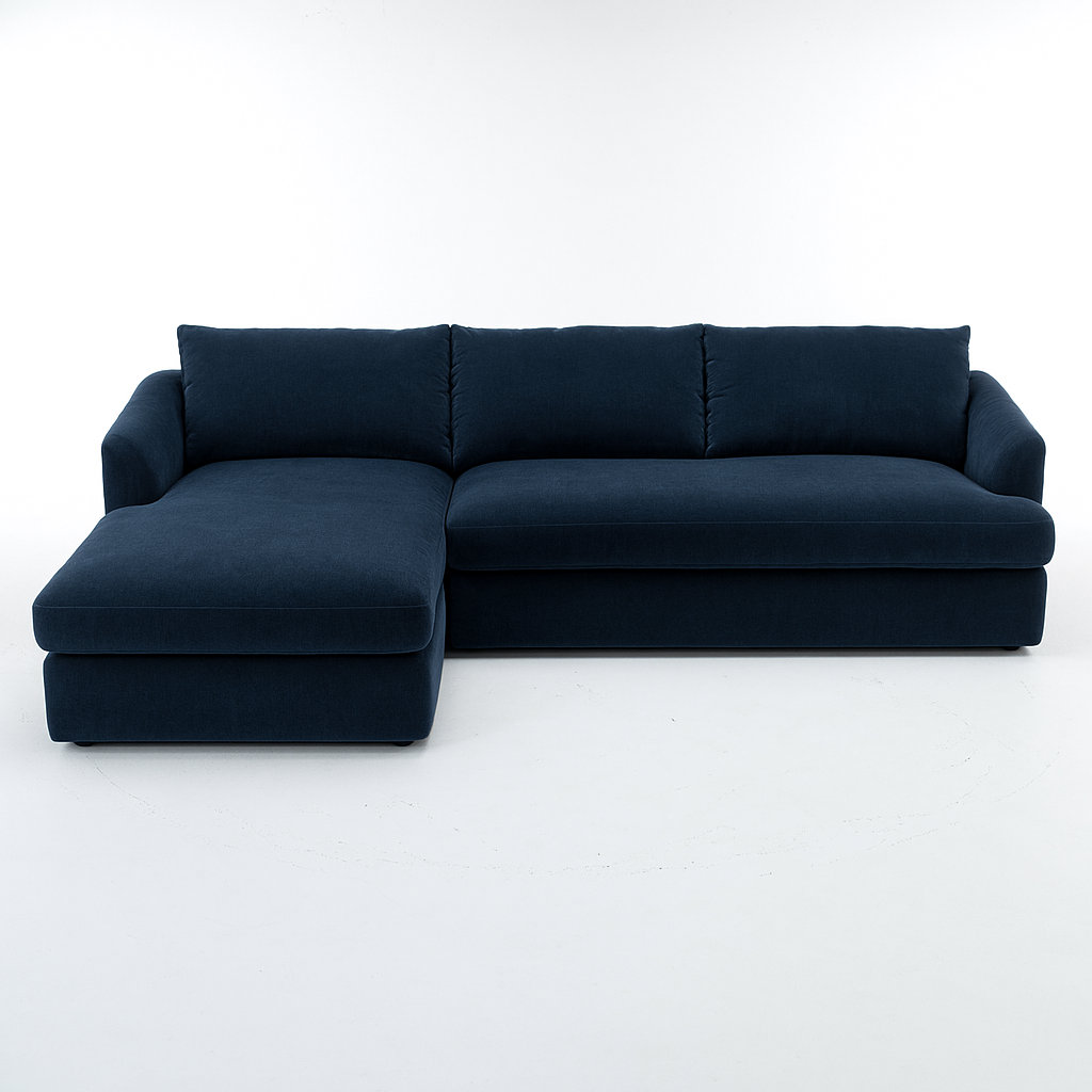 Alameda Velvet Sofa and Chaise, Left Hand Facing, Pacific Velvet