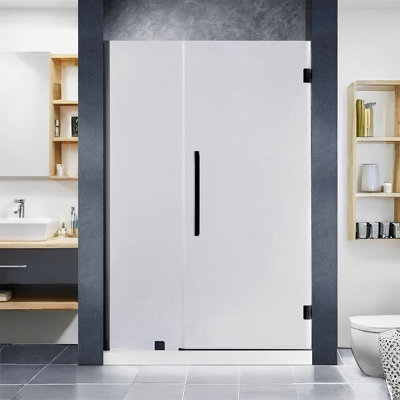 Porte de douche à charnière sans cadre de 48 à 49 po x H 72 po avec verre givré 5/16 po