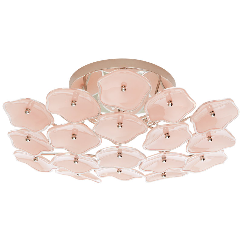 kate spade new york Leighton Medium Flush Mount, Polished Nickel, Blush Tinted