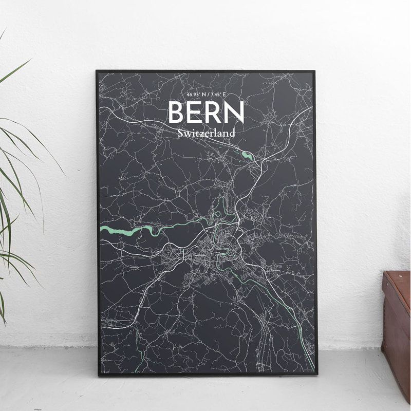 Bern City Map - No Frame Print, 60.2 cm H x 27.9 cm W x 0.1 cm D