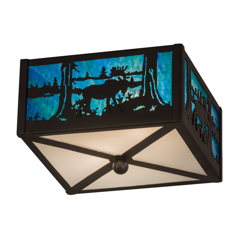 2 - Light Semi Flush Mount, Clear Frosted