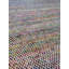 Tapis tissé à la main en soie / coton bleu / mauve / noir / jaune