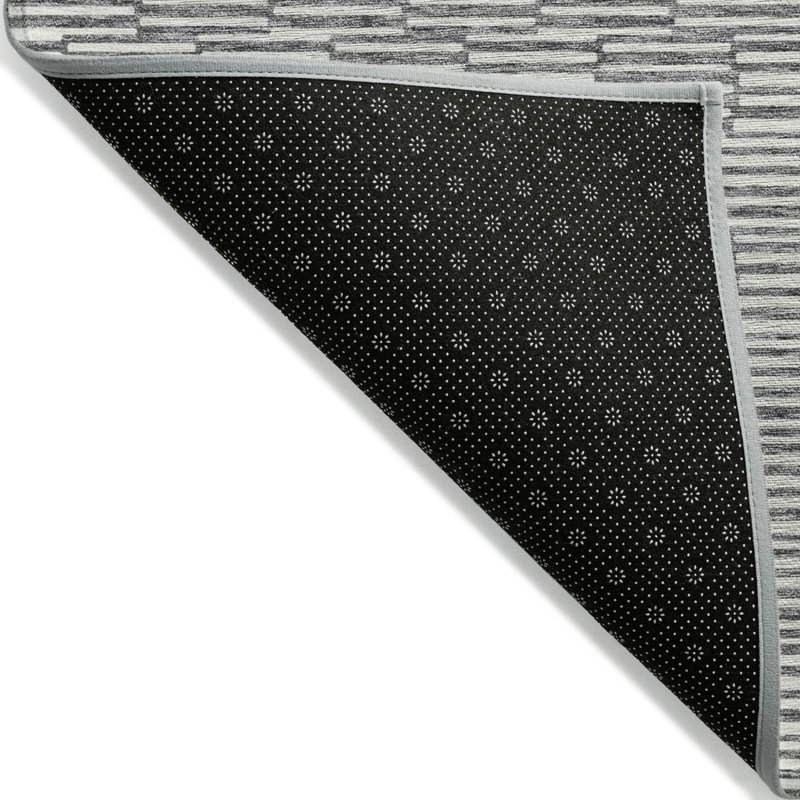 Tapis intérieur lavable à motif géométrique 8 pi x 10 pi gris
