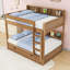 Lit superposé en bois avec lit gigogne simple et tablettes-1093742962-1093742967