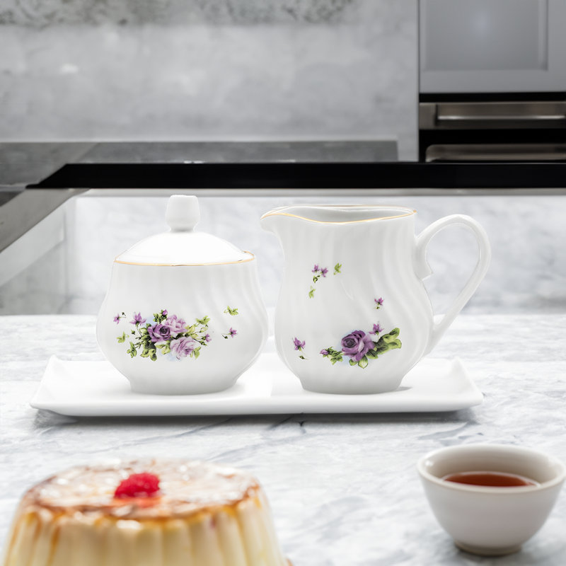 Ensemble de sucrier et pot à crème en porcelaine blanche Nika