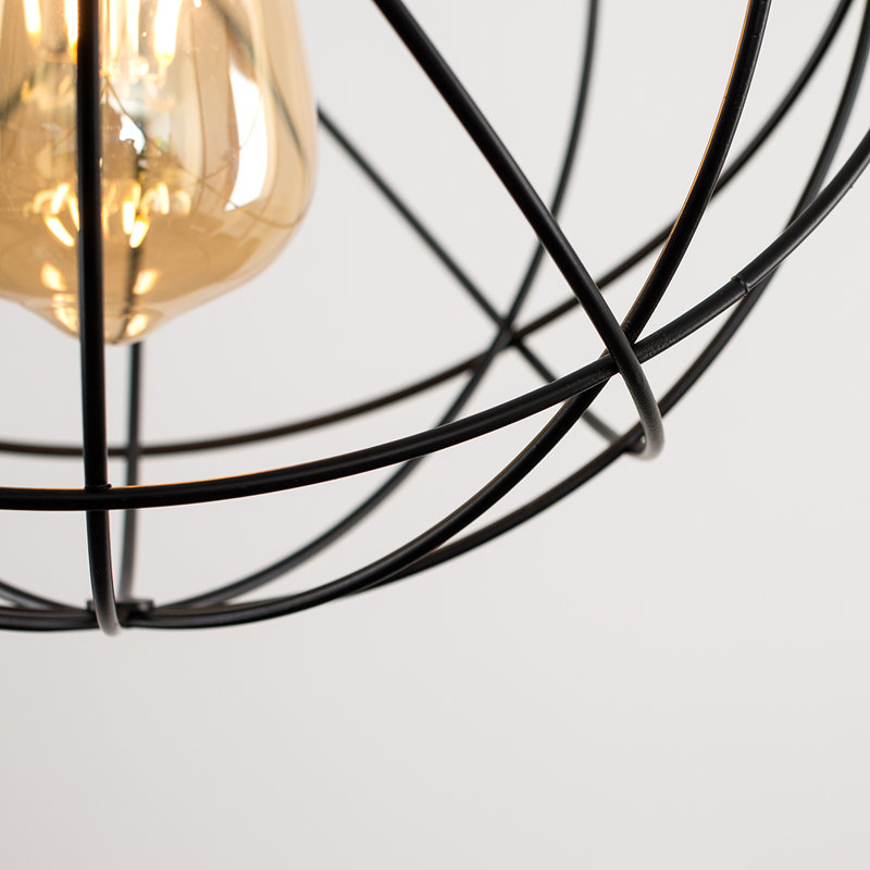Rutherford 24.5cm H Metal Round Pendant Shade ( Clip On ), Black, Yes