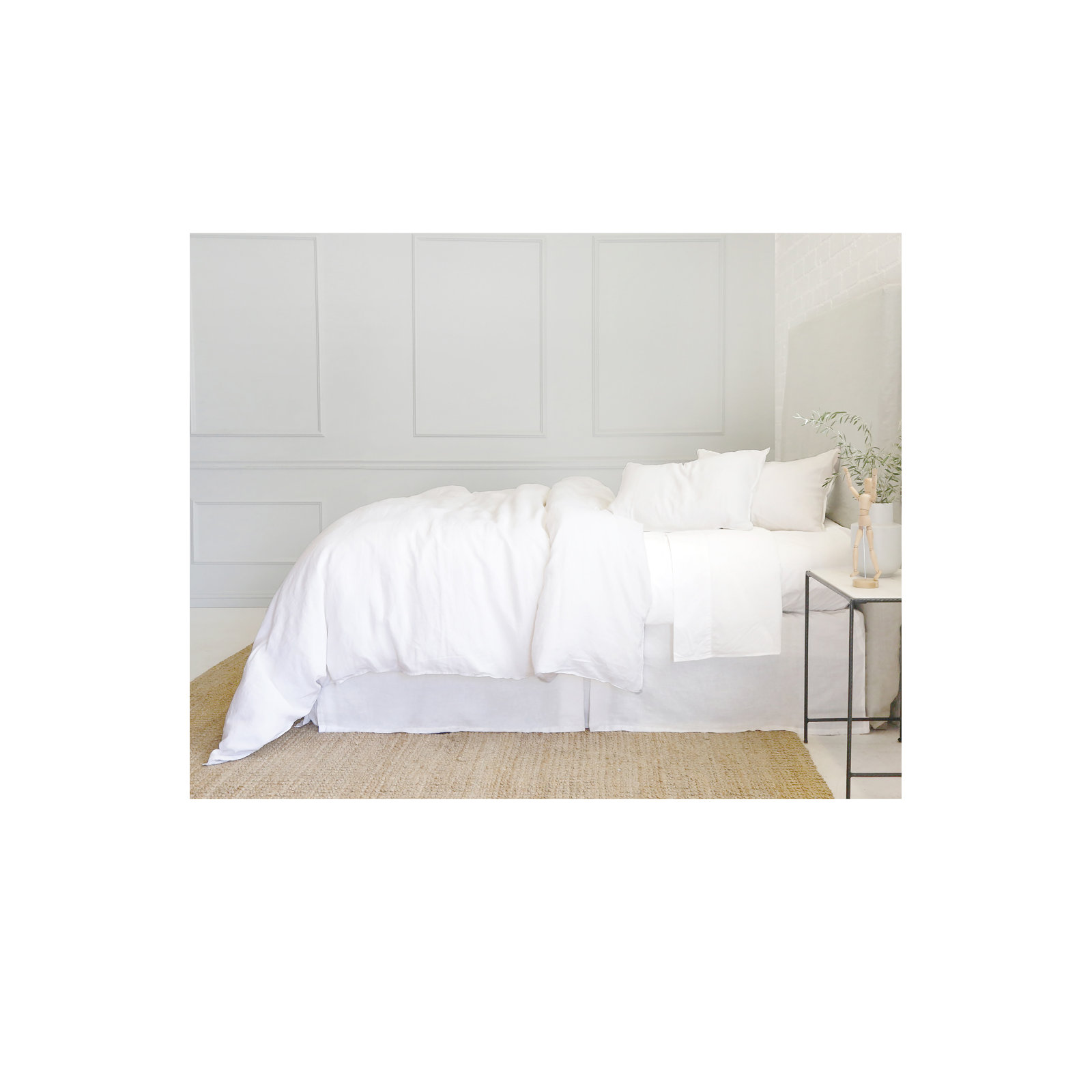 Parker Duvet Cover Set, Linen, Queen Duvet Cover + 2 Standard Shams, White
