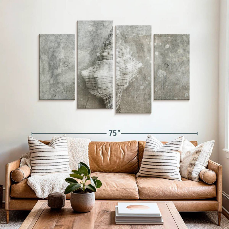Conch Gray Seashell, 42" H x 68" W