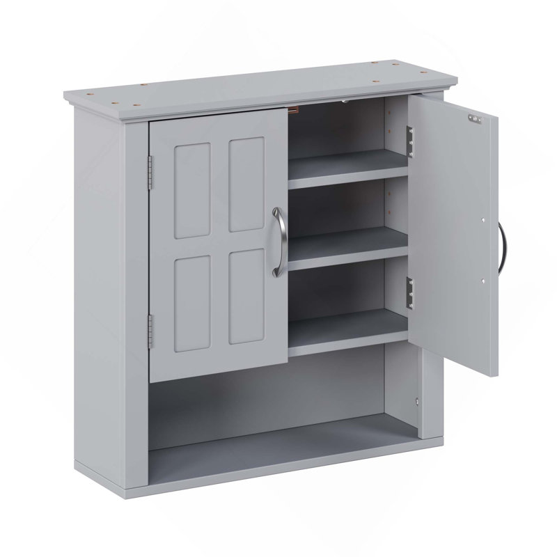 Multi-Functional Bathroom Wall Mounted Storage Cabinet With Adjustable Shelves For Laundry Room & Kitchen & Living Room, Gray