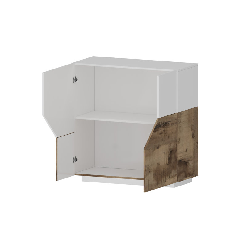80cm Sideboard, Glossy White/Maple Pereira
