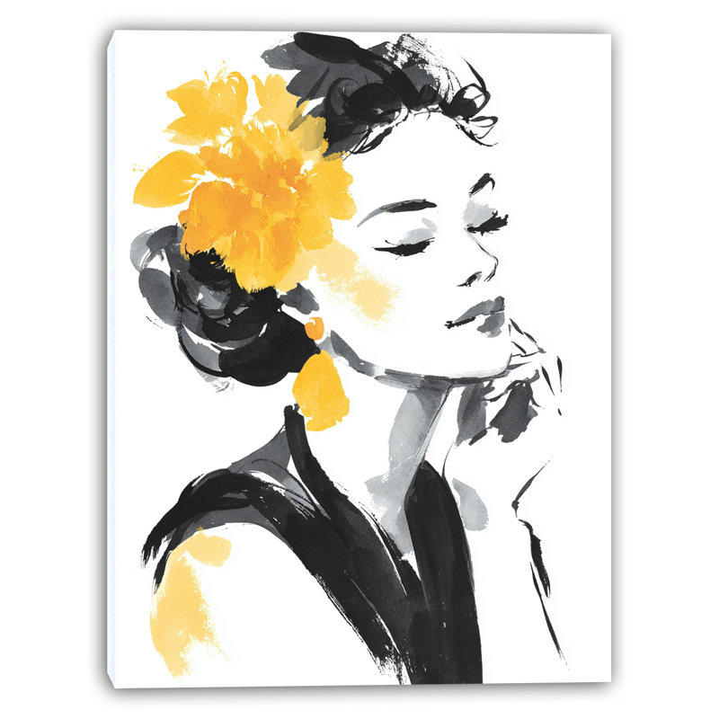 «Golden Blossom Beauty», art mural sur toile tendue, H 24 po x l 16 po