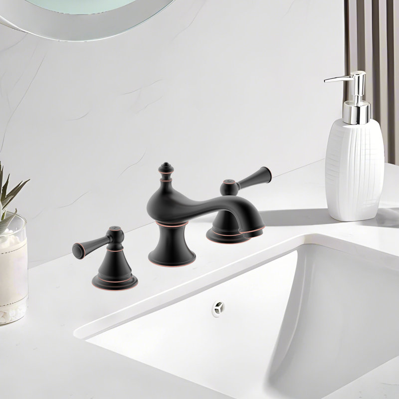 Robinet de salle de bain espacé Derengge, Bronze frotté à l'huile