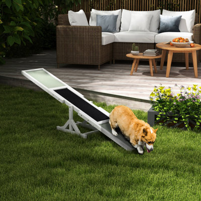 Balançoire à bascule en bois pour agilité - L 71,7 po x l 11,92 po - blanc pour améliorer la coordination du chien H 71 po 12 po