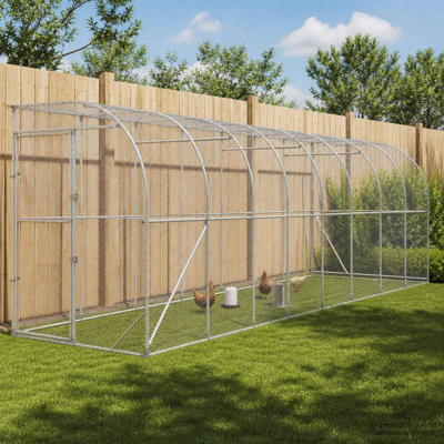 Against Wall Chicken Coop Silver 236.22 x 59.06 x 84.65 in