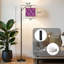 Lampe sur pied Arc avec abat-jour réglable mauve Lampe sur pied rétro à 3 températures de couleur à intensité variable avec interrupteur au pied pour chambre à coucher