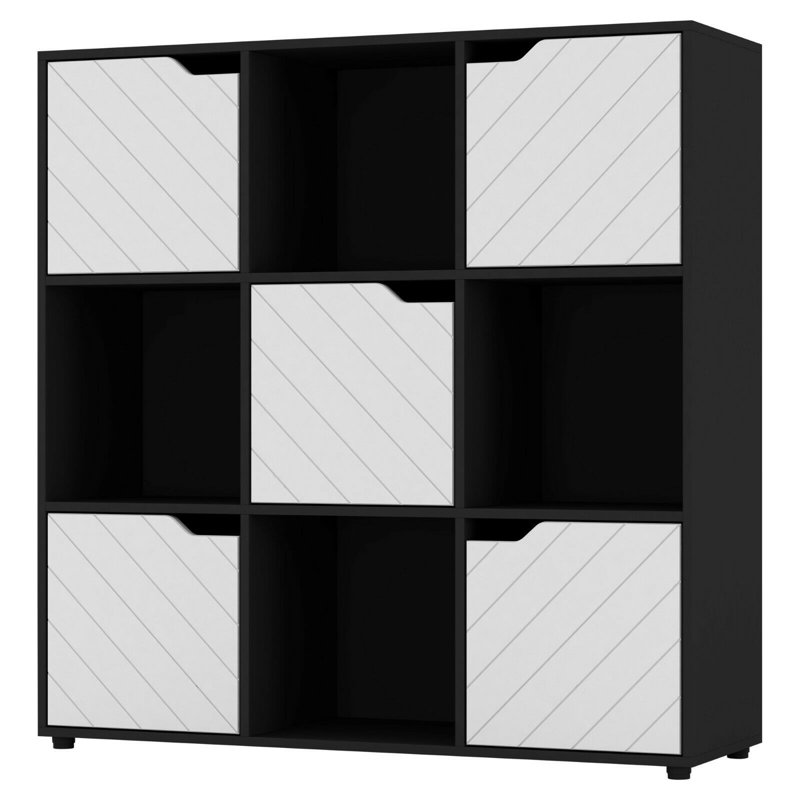 Bernulf 90.5cm H x 89cm W Cube Bookcase, Black/White