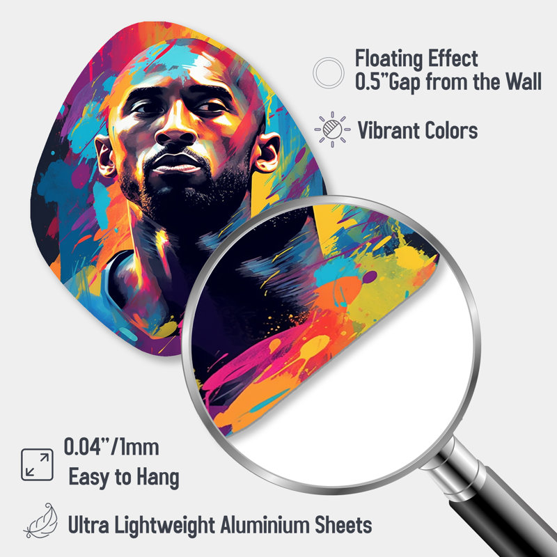 «Kobe Memory II - Asymmetric Sport Basketball», reproduction d'art murale en métal de forme unique