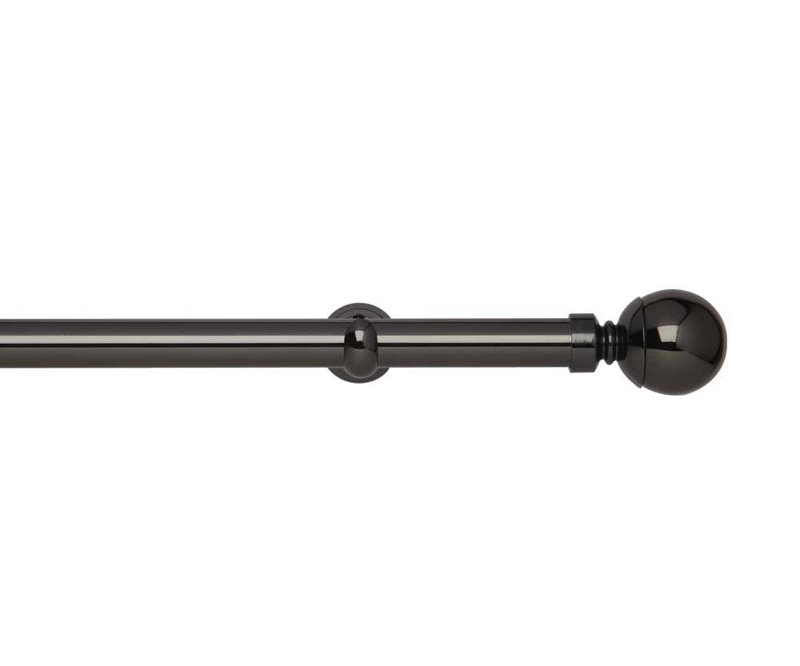 Zinc Alloy + Iron Single Curtain Pole, 120cm W, Black Nickel