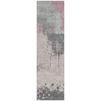 Machine Washable Indoor/Outdoor Xhevrie Blush Rug