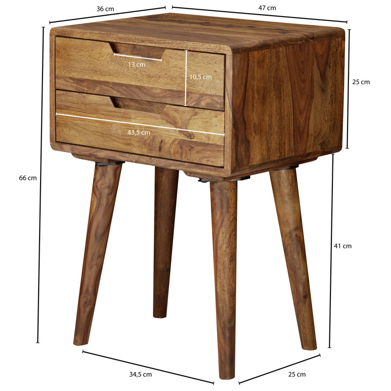 Daxton 47cm W Solid Wood Bedside Table