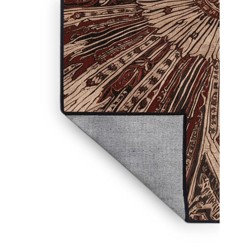 Tapis persan noir lavable à la machine, Carré 6 pi