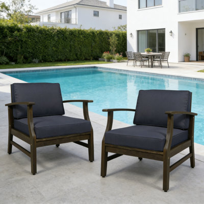 2 Piece Solid Wood Patio Leisure Chair