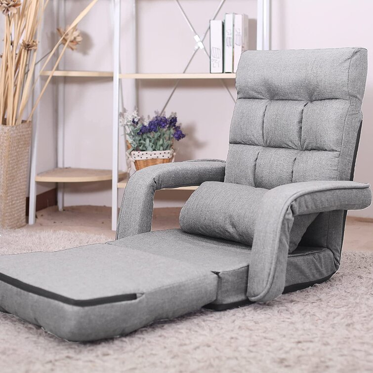 Trule Folding Lazy Sofa Floor Chair Sofa Lounger Bed W/armrests Pillow Grey  & Reviews