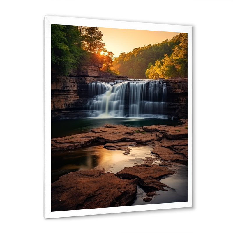 Alabama, cascades majestueuses en automne, H 32 po x l 24 po x P 1 po, Cadre photo blanc