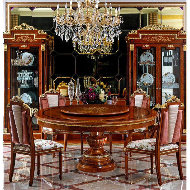 Round Solid Wood Dining Table, Walnut
