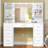 Camyla Makeup Vanity Table with LED Lighted Mirror, Power Outlet, Drawers,Shelves,5 Jewelry Hooks-306265237-276616923