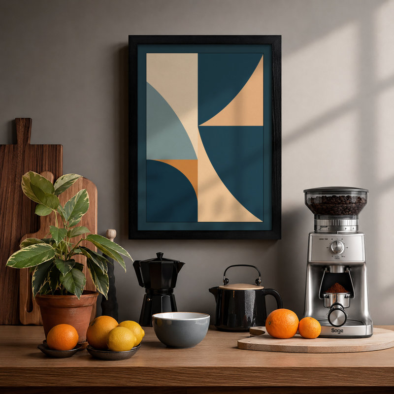 Modernist Composition Mid-Century - Framed Print, A2 - 59.4 x 42.0 cm, Black