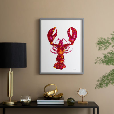 Reproduction encadrée de homard - bois massif