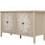 Unité de rangement moderne avec 4 portes et tablettes réglables pour les espaces d'entrée de salle à manger, grain de bois classique, portes d'armoire, - corps traité, buffet à panneau à basculement épais, salon,