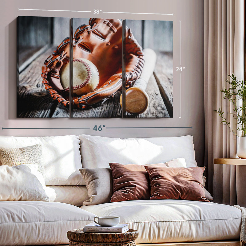 «Baseball Basics» sur toile, H 24 po x l 38 po x P 1,25 po