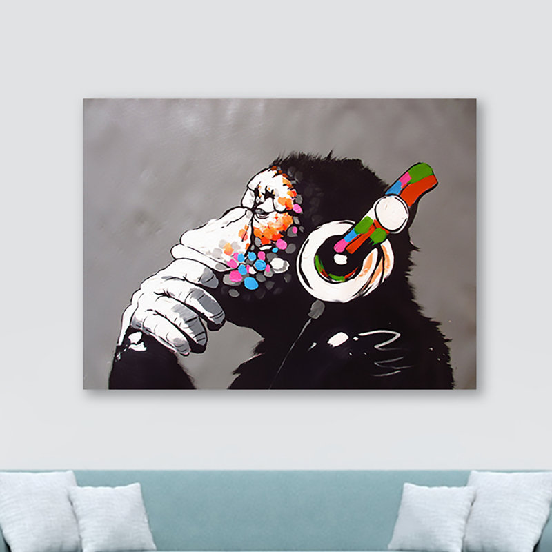 DJ Monkey by Banksy - Wrapped Canvas Print, 61cm H x 81.3cm W