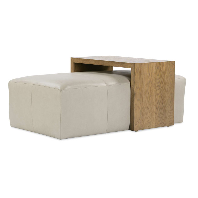 Macon Leather Ottoman, Putty (KL207-75)