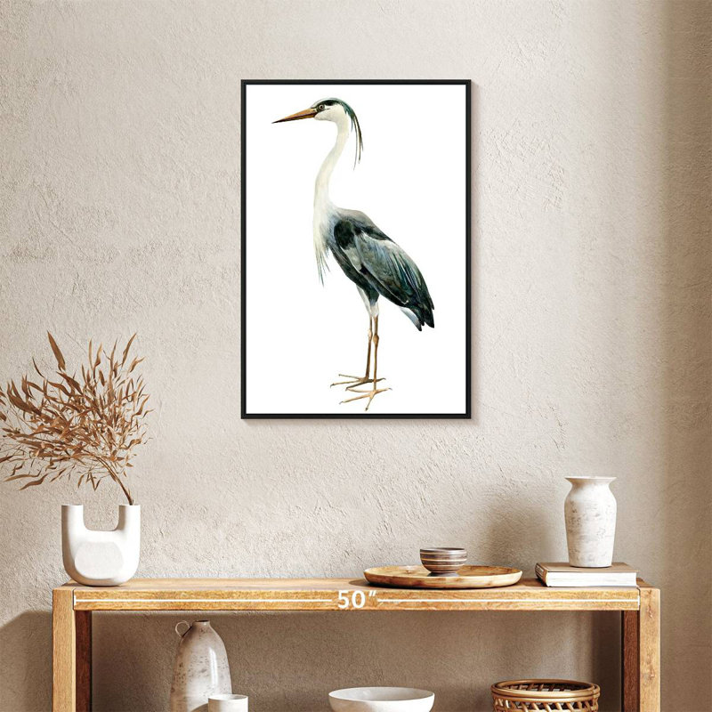 Profil du héron, Cadre flottant noir, 21 po x 31 po