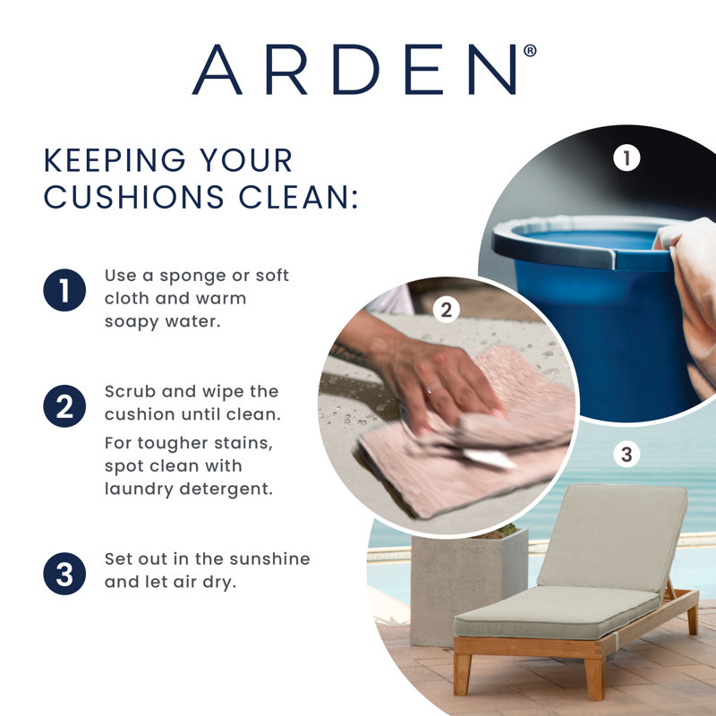 ARDEN Foam Outdoor Double Welted Chaise Lounge Cushion, 21 x 72, made with ProFoam, Rain-proof, Fade Resistant