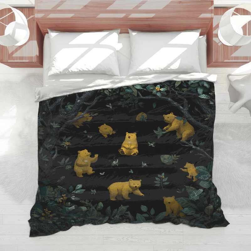 Édredon Yellow Bears In Forest, Twin