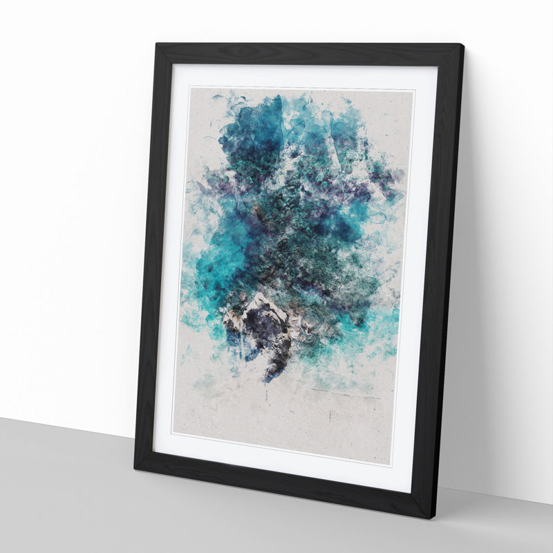 Above Monterosso Al Mare in Cinque Terre Italy Watercolour - Picture Frame Graphic Art, 36cm H x 27cm W x 2cm D, Black