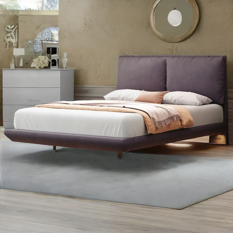 Breisha Upholstered Platform Bed, Queen, Gray