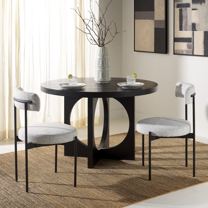 Liana 20'' H Boucle Upholstered Side Chair, Black/White