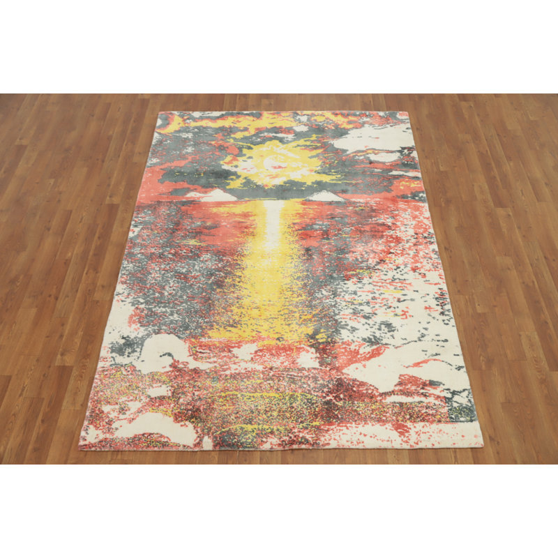 Coucher de soleil sur un tapis fait à la main 6 x 7