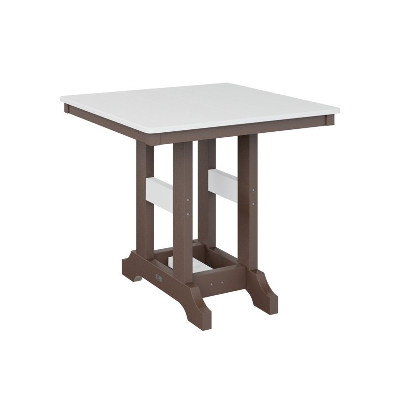 Garden Classic Outdoor Square Bar Table, 39.5" H x 33" W x 33" D, Chocolate Brown, White