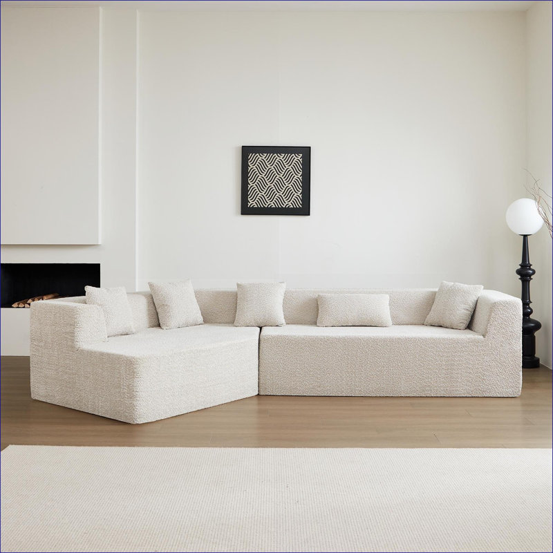 Canapés modulaires | Siège profond minimaliste moderne de 127,5 po, sans assemblage, pour salon et appartements | Beige | Mousse