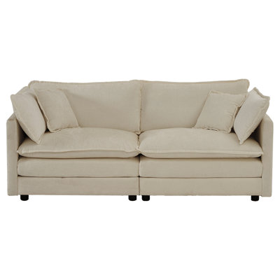 2 avec revêtement en chenille beige: construction et confort salon en chenille: base en bois massif. Tissu. Sièges rembourrés d'éponge. Contemporain relaxant