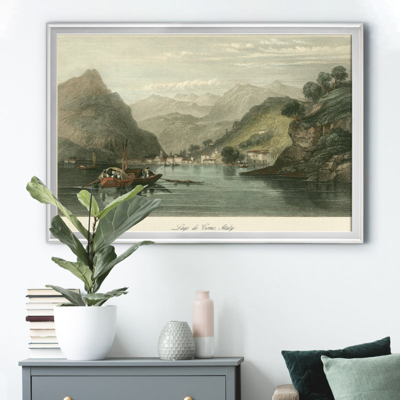 Lago di Como, Italie - reproduction d'art sur toile, Argent, H 26,5 po x l 36,5 po x P 1,5 po